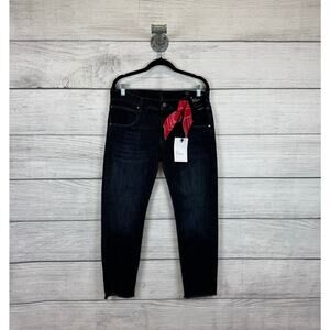 10.11 Studios Women's Dark Wash Crop Fray Ankle Skinny Jeans Size 27